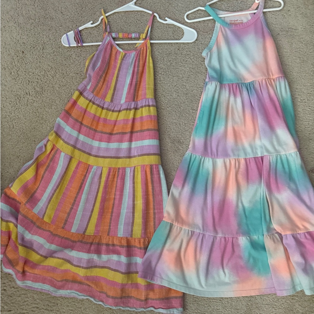 Colorful Striped and Tie-Dye Kids Dresses
